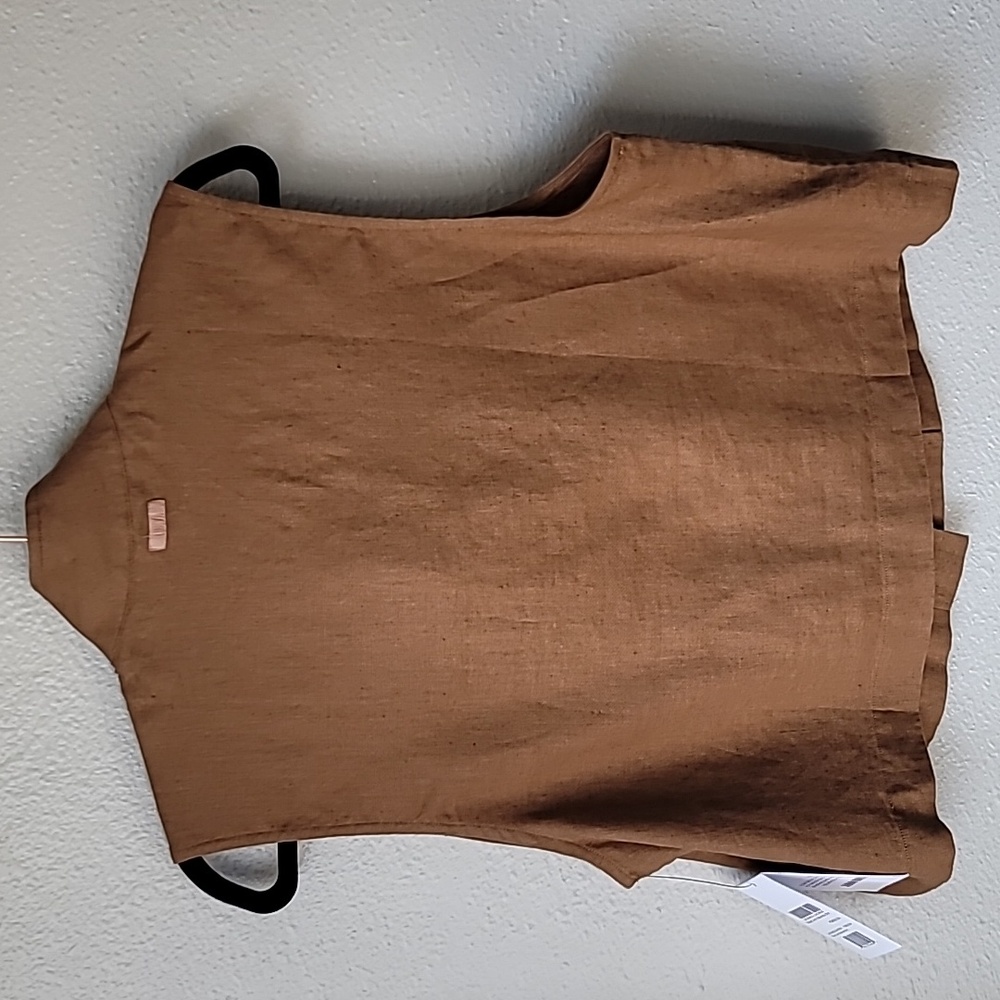 NWT lunya Woven Linen Sleeveless Shirt, Size Medium, Color Lush Caramel - Picture 7 of 11
